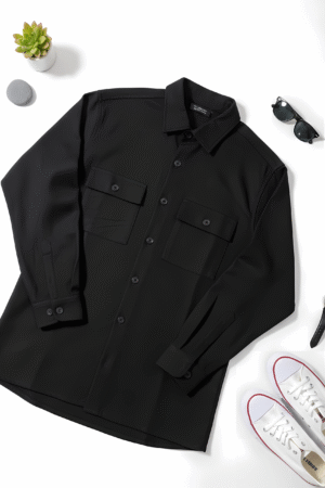 The Midnight Utility Overshirt – Onyx Black
