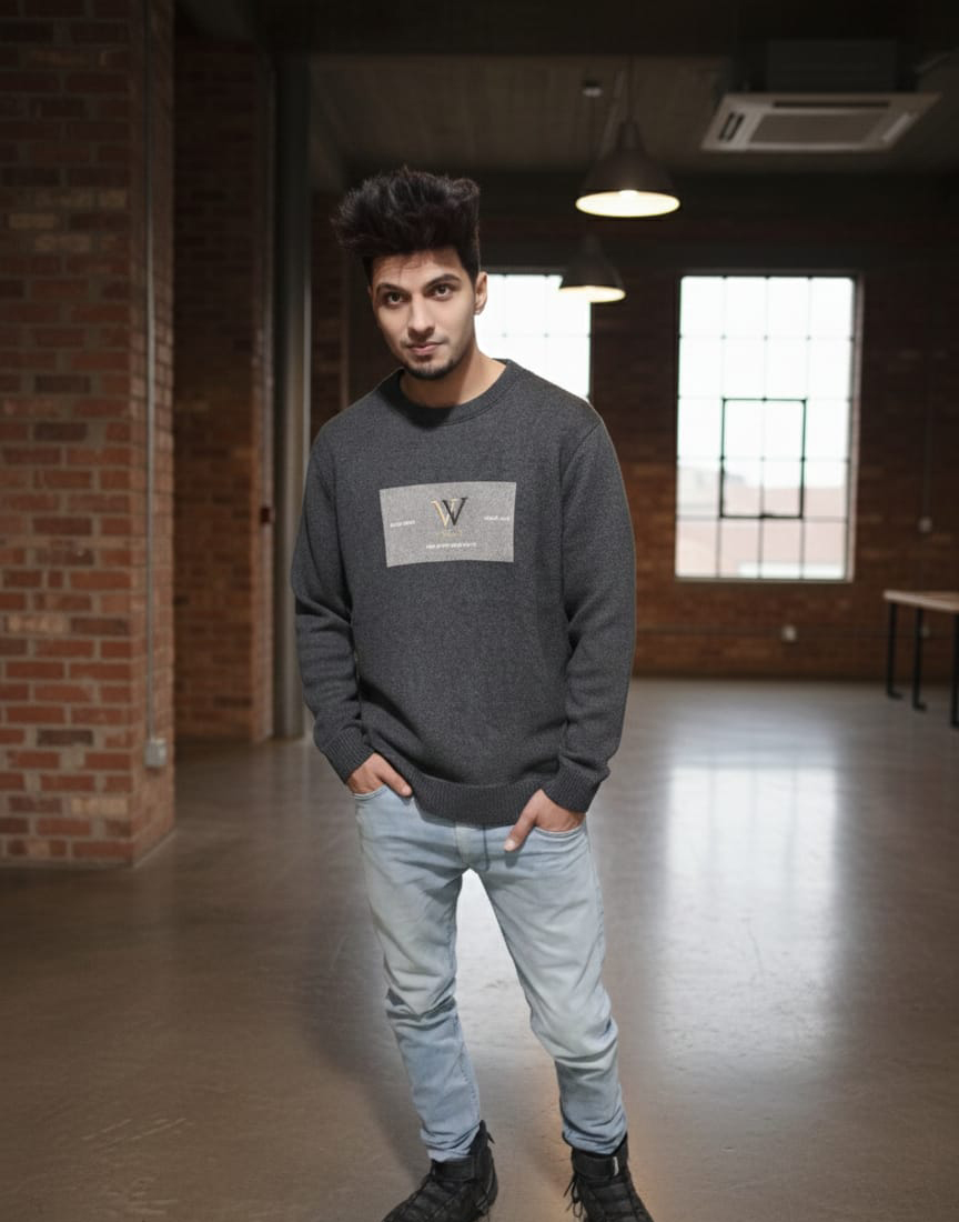 The Urban Essential Knit Crewneck – Charcoal - Image 2