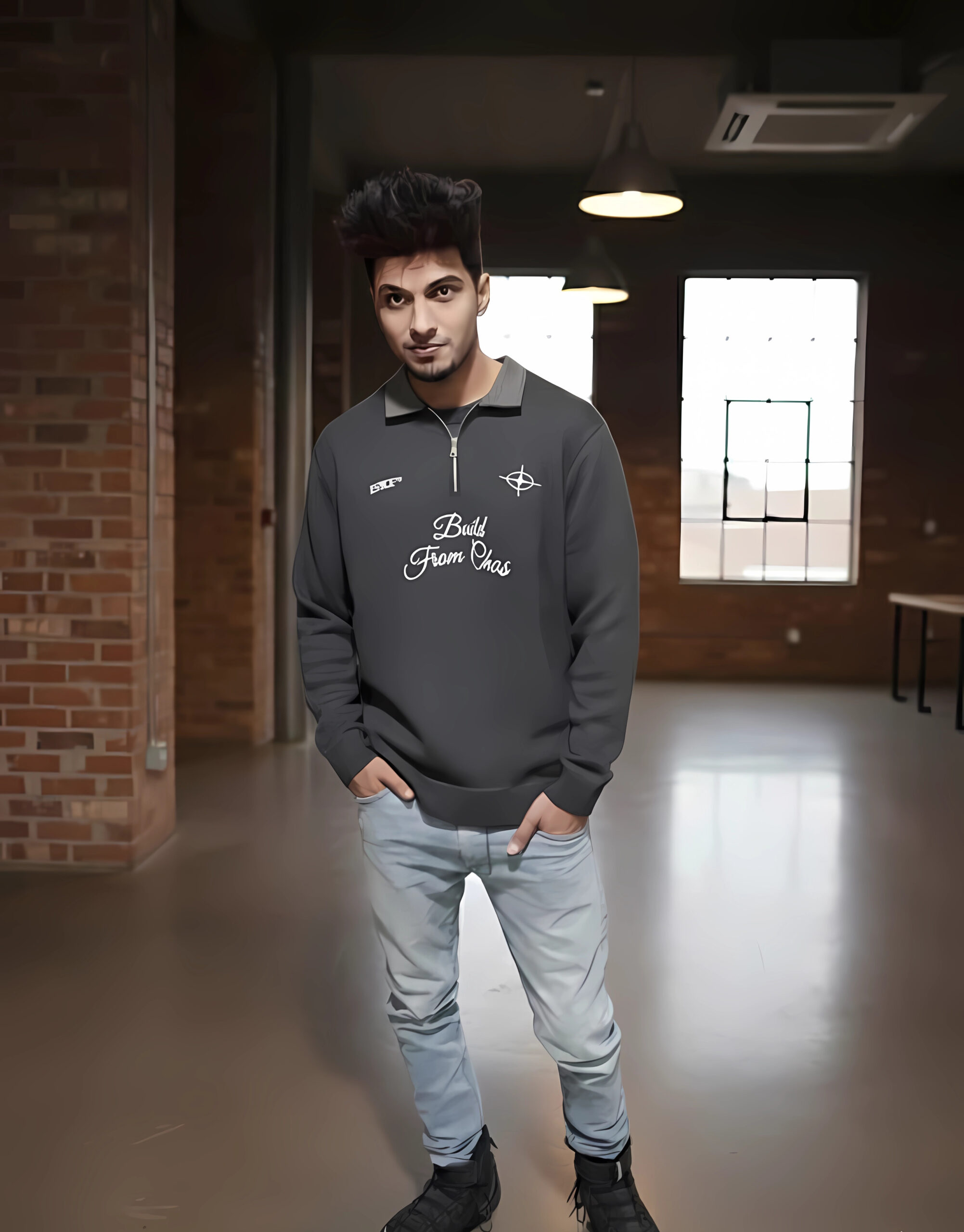 Premium Half-Zip Polo Sweatshirt - Image 2