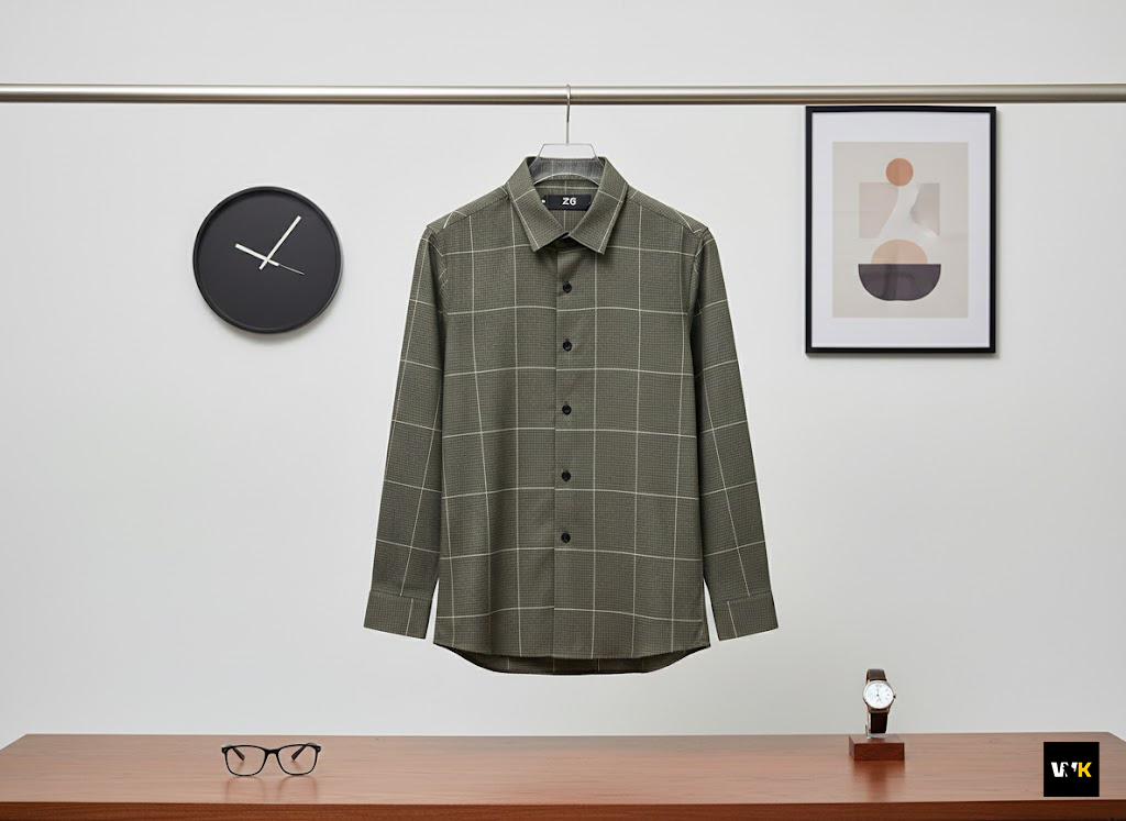 ZG Olive Micro-Houndstooth Windowpane Shirt