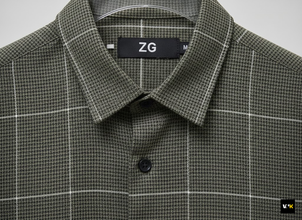 ZG Olive Micro-Houndstooth Windowpane Shirt - Image 2