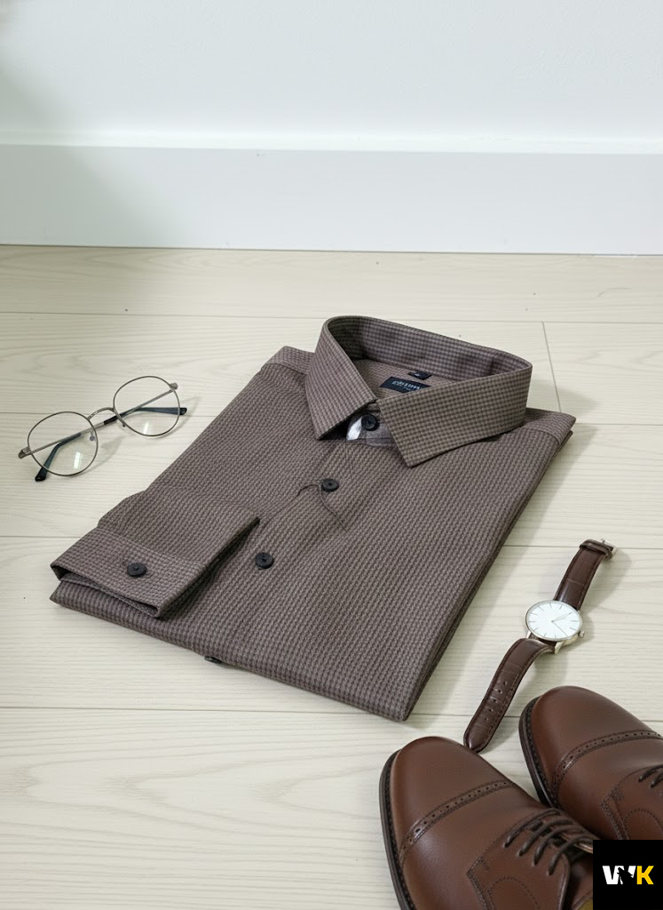 Brown Micro-Houndstooth Shirt - Image 2