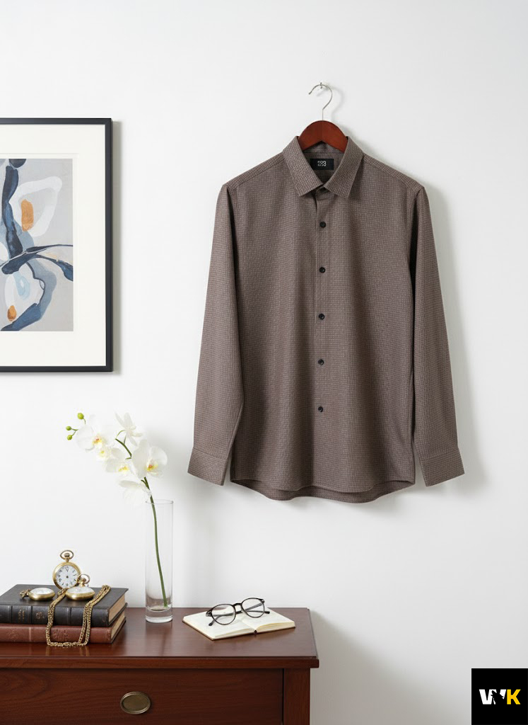 Brown Micro-Houndstooth Shirt