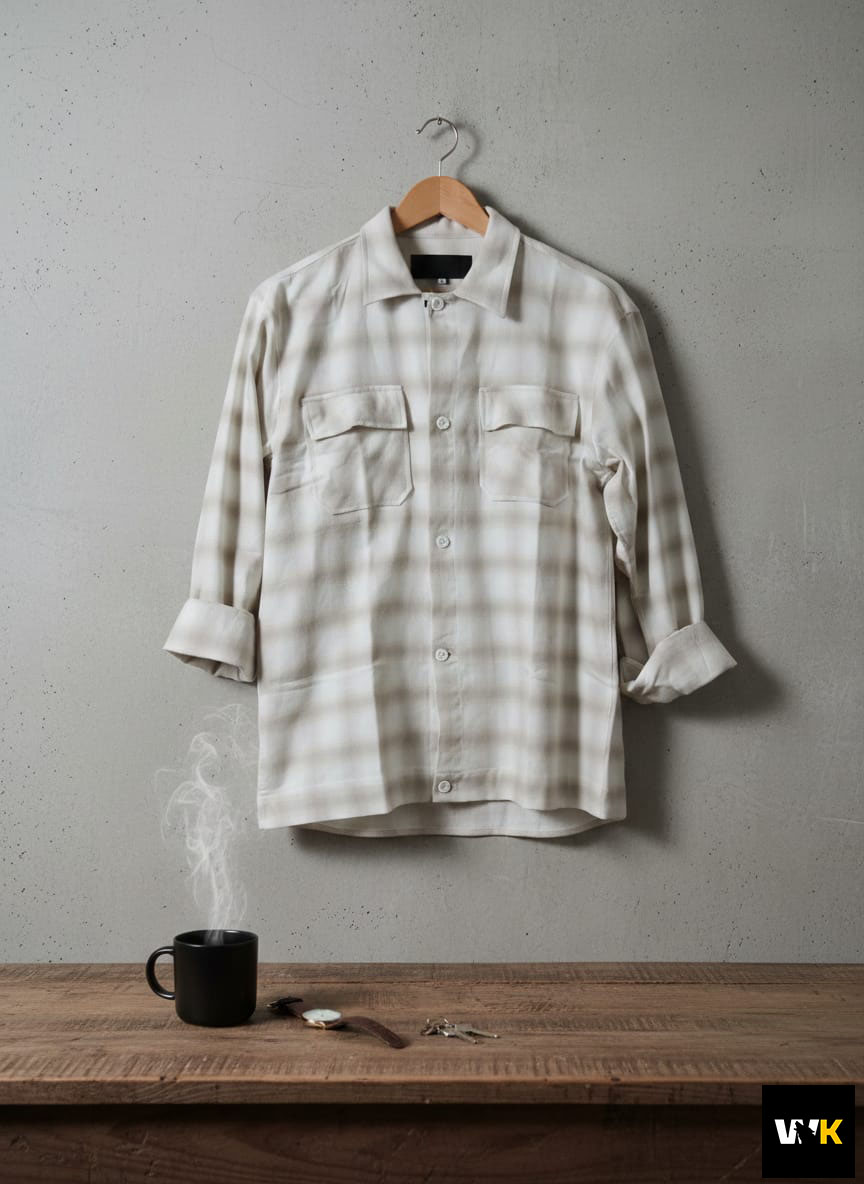 The Neutral Shadow-Check Overshirt - Image 2