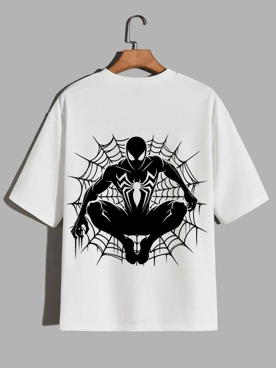 Heavyweight White Drop-Shoulder T-Shirt (SPIDERMAN)