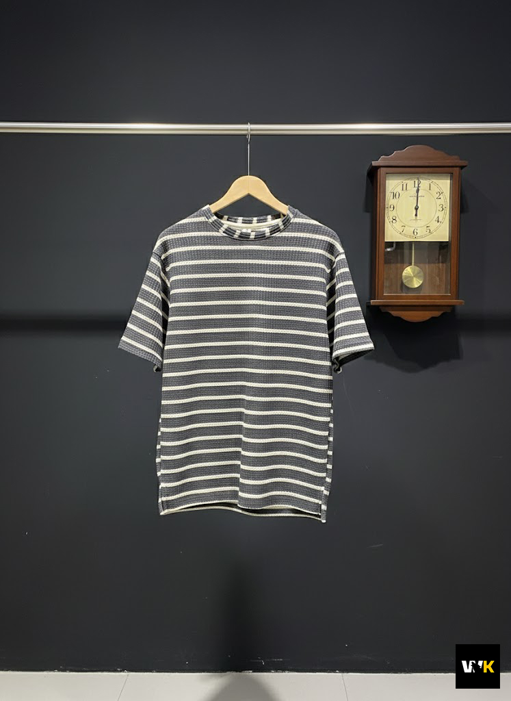 Striped Waffle-Knit Crewneck T-Shirt - Image 2