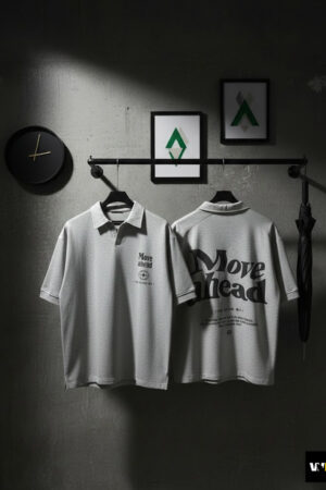 Move Ahead Oversized Graphic Polo – Heather Grey