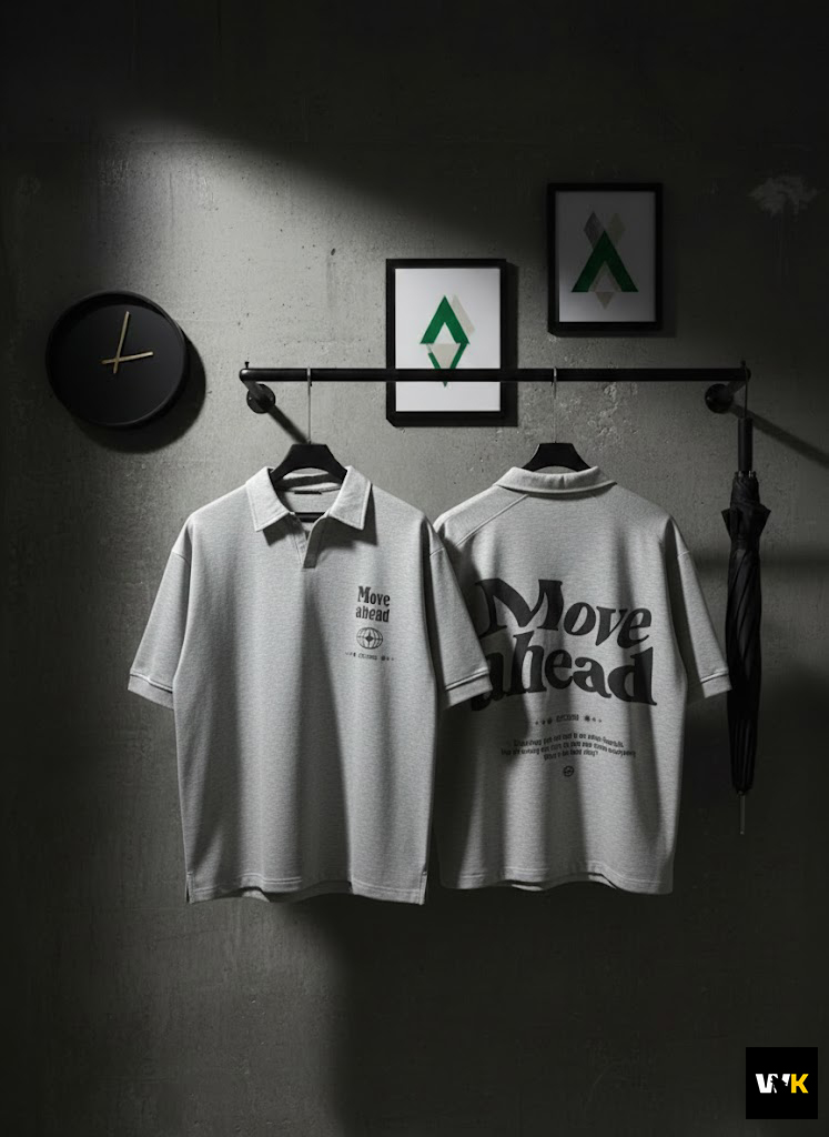 Move Ahead Oversized Graphic Polo – Heather Grey