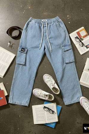 Baggy Denim Cargoes – Light Wash