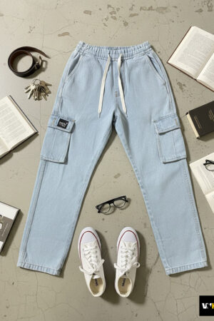 Baggy Denim Cargoes – Light Wash