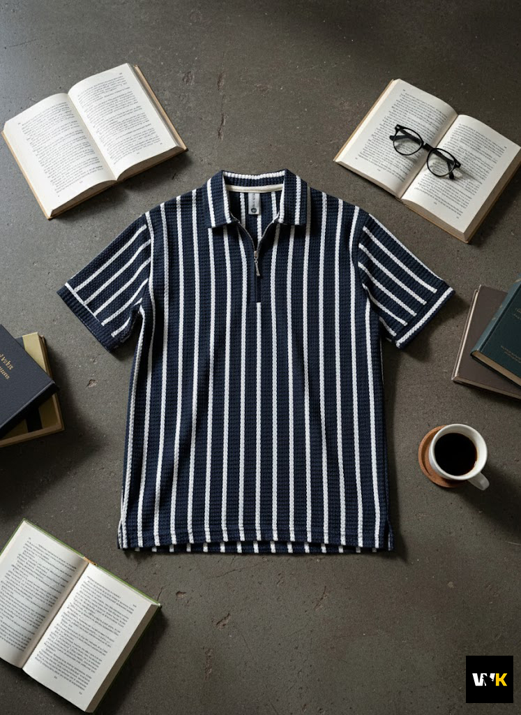 Linear Texture Zip Polo - Image 2