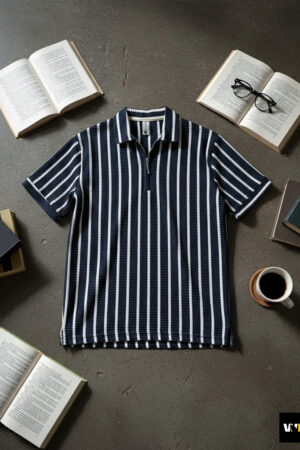 Linear Texture Zip Polo