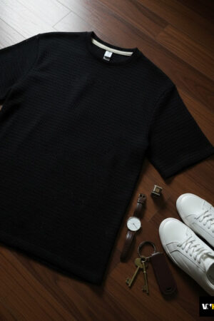 Stealth Waffle-Knit Crew Black