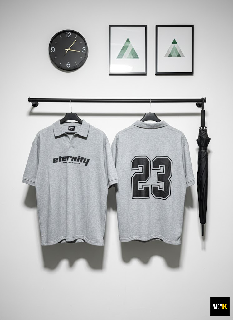 Eternity "23" Oversized Polo – Heather Grey