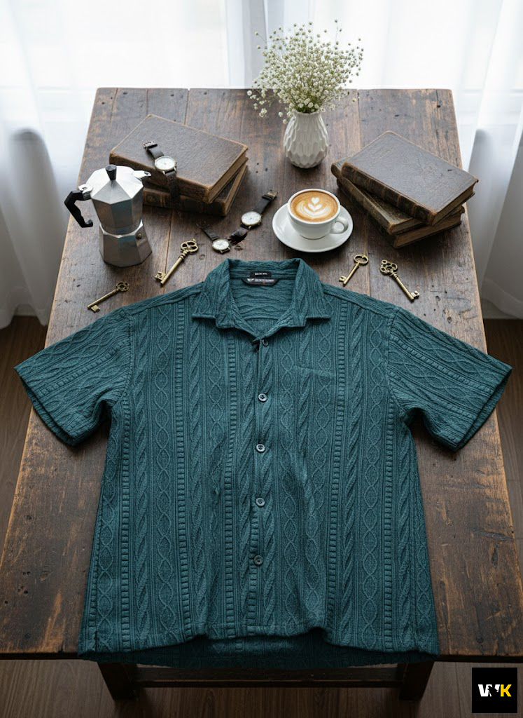 Vertical Textured Knit Button-Down - Image 4