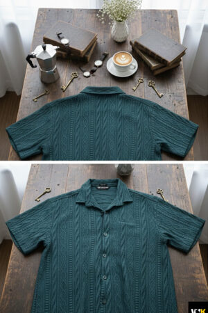 Vertical Textured Knit Button-Down