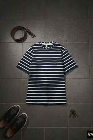 Striped Waffle-Knit Crewneck