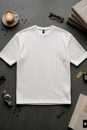 Boxy Textured Knit Drop-Shoulder Tee