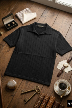 Charcoal Vertical jonny colar Polo
