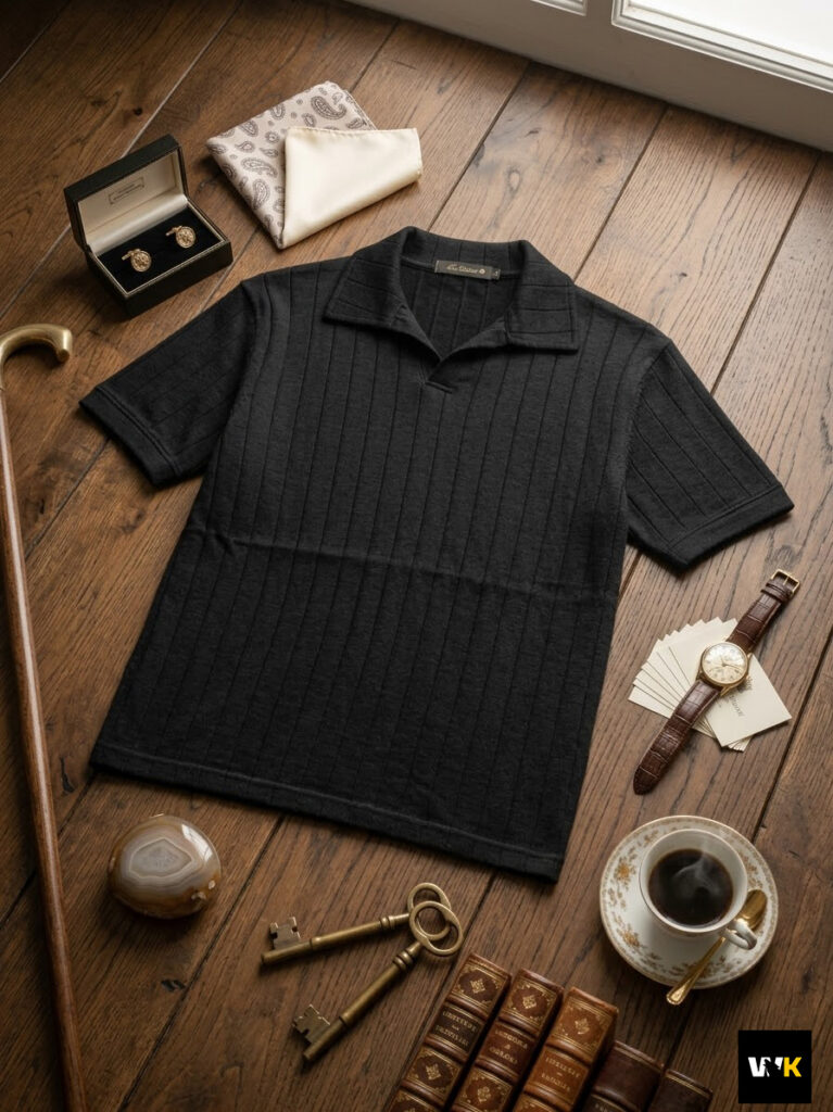 Charcoal Vertical jonny colar Polo
