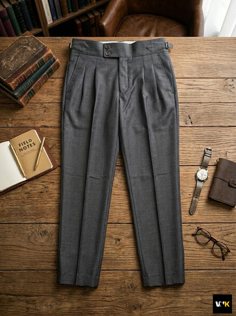 Classic Medium Gray Double-Pleated | Gurkha Waistband