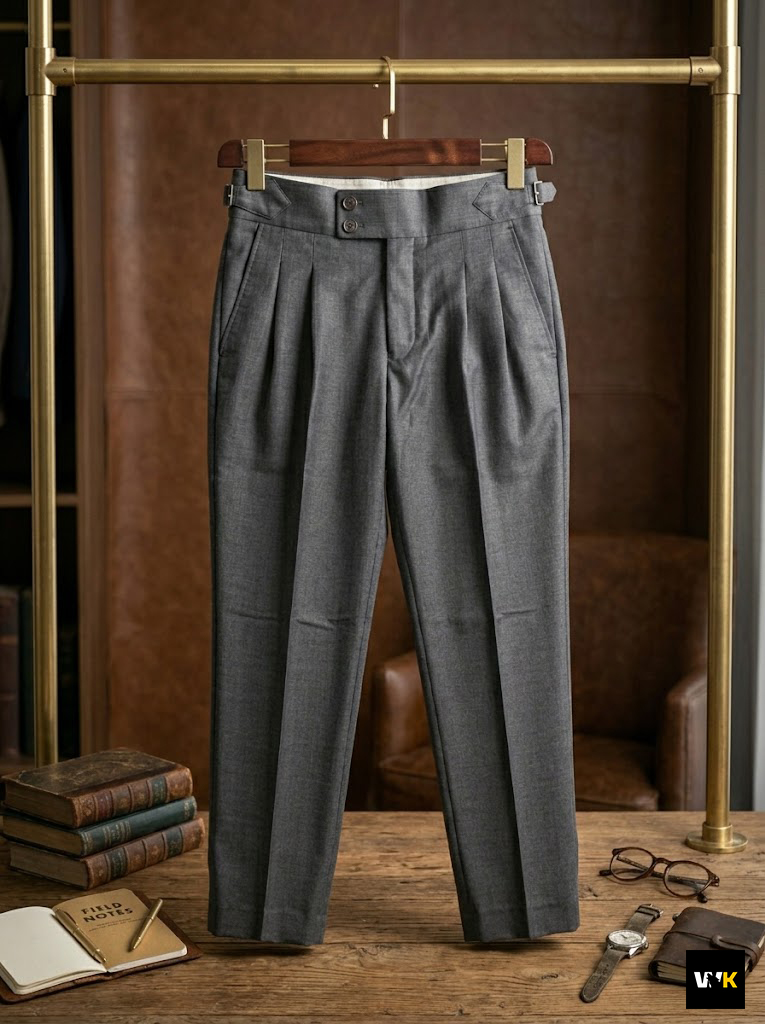 Classic Medium Gray Double-Pleated | Gurkha Waistband - Image 4