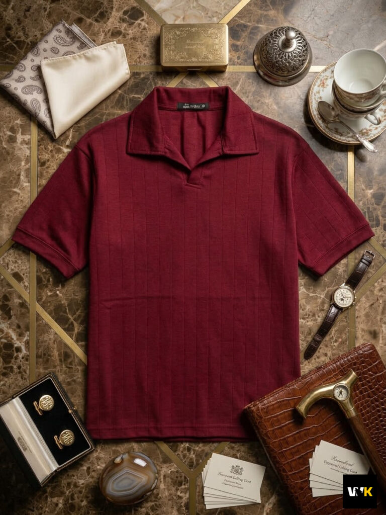 The Verona Ribbed Knit Polo – Burgundy