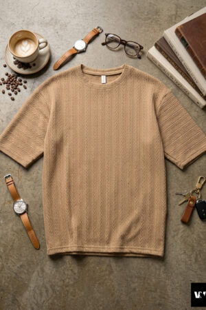 The Textured Knit Boxy Tee – Camel