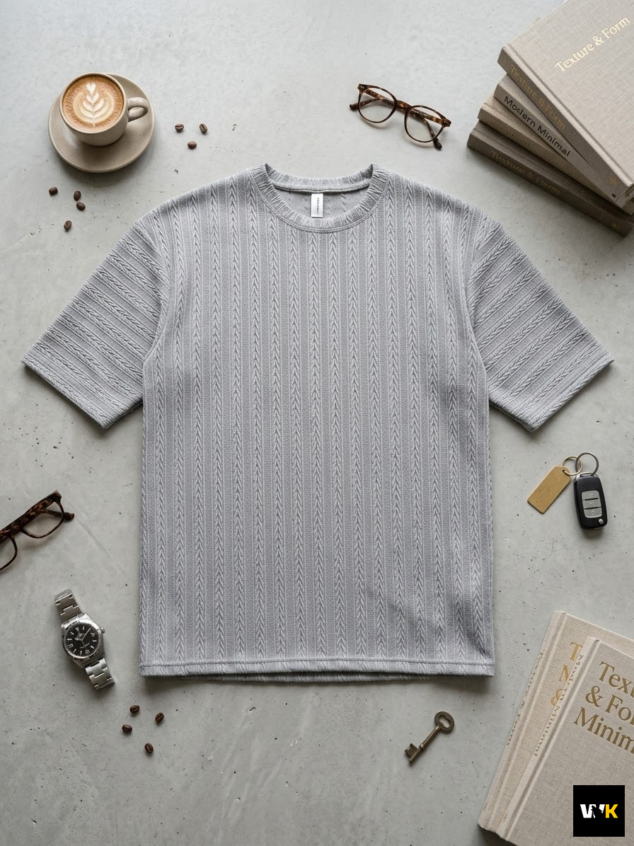 The Textured Cable-Knit Oversized Tee