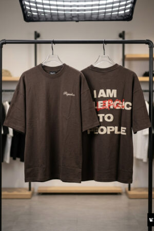 "Allergic" Oversized Heavy Tee – Espresso Brown