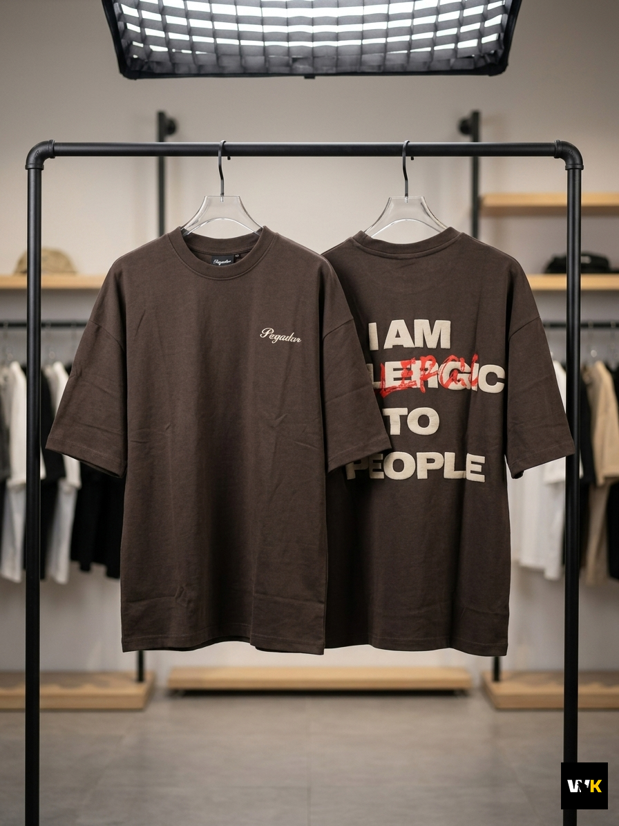 "Allergic" Oversized Heavy Tee – Espresso Brown