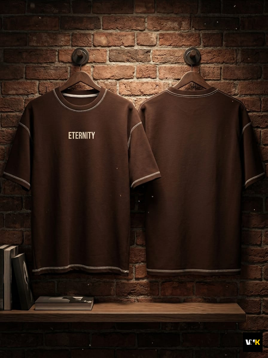 "ETERNITY" Drop Shoulder Tee in Earth Brown