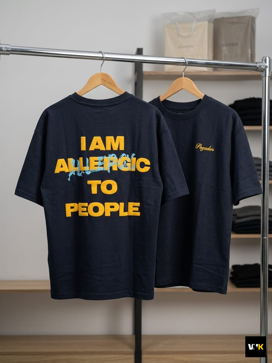 "Allergic" Heavyweight Tee – Midnight Navy - Image 2