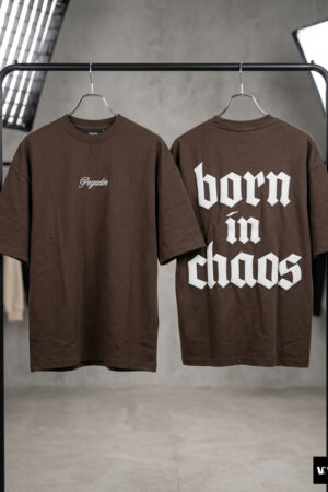 "Born in Chaos" Heavyweight Oversized Tee – Earth Brown