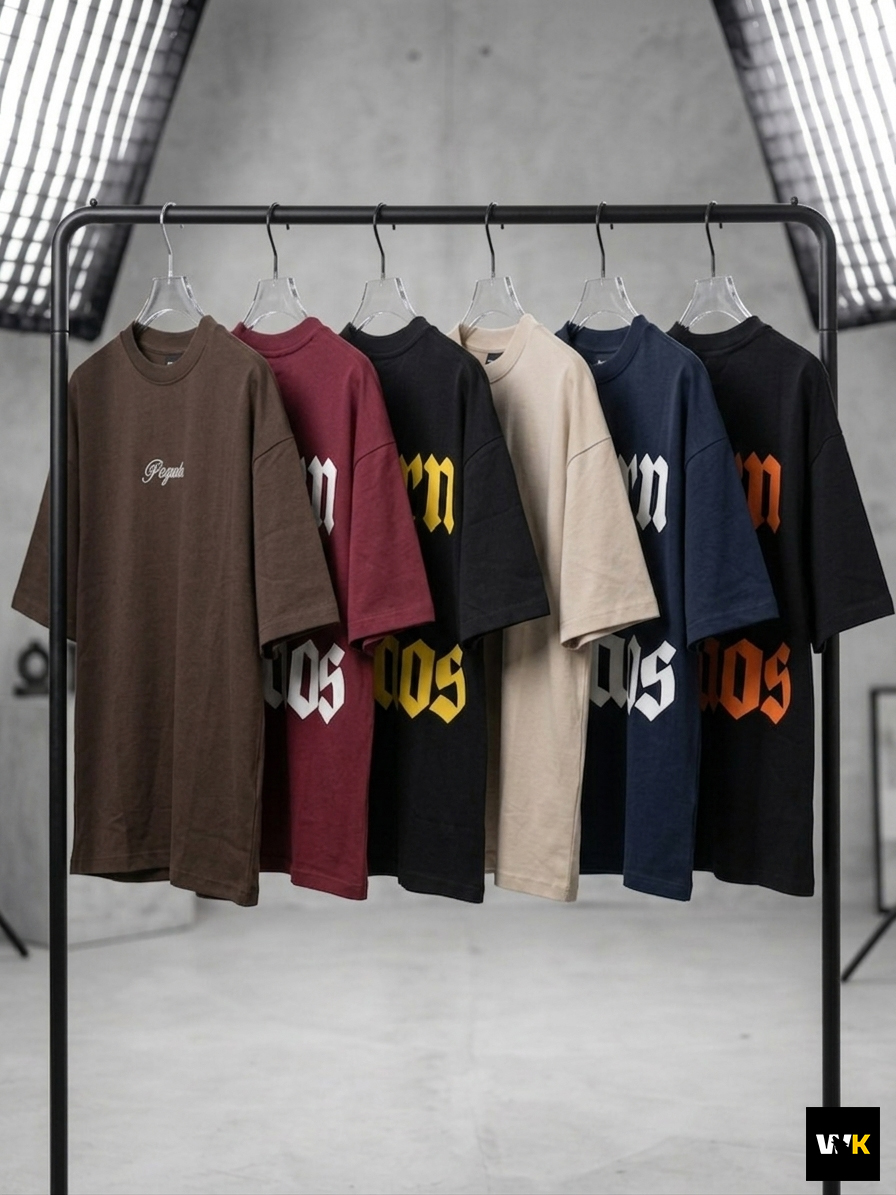 "Born in Chaos" Oversized Heavyweight Tee – Burgundy/Yellow Gold - Image 3