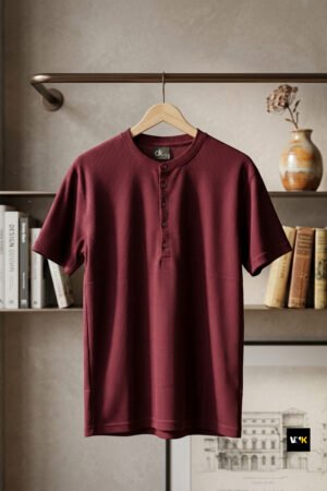 Waffle-Knit Henley T-Shirt