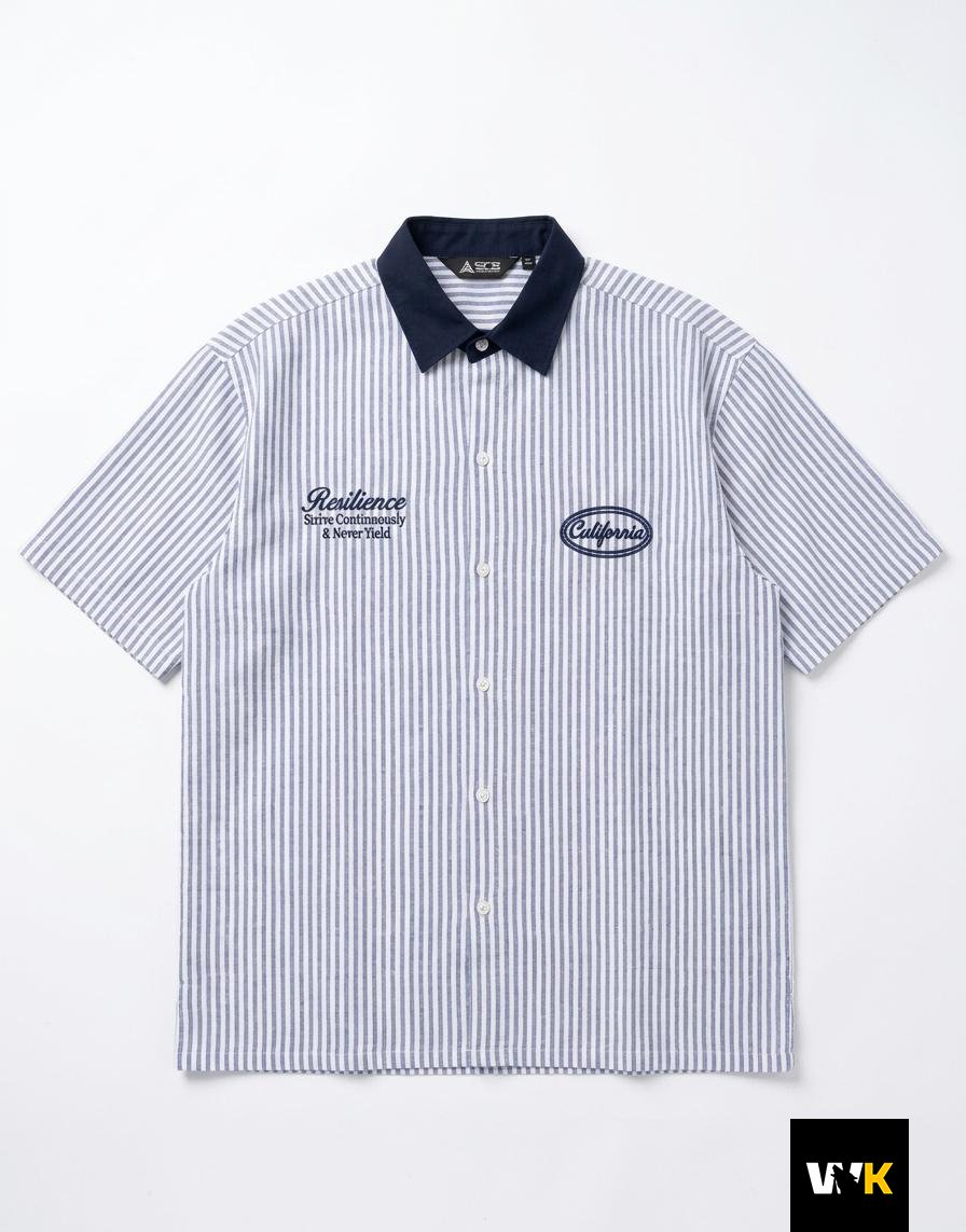 Striped Boxy-Fit Collared Short-Sleeve Shirts - Image 2