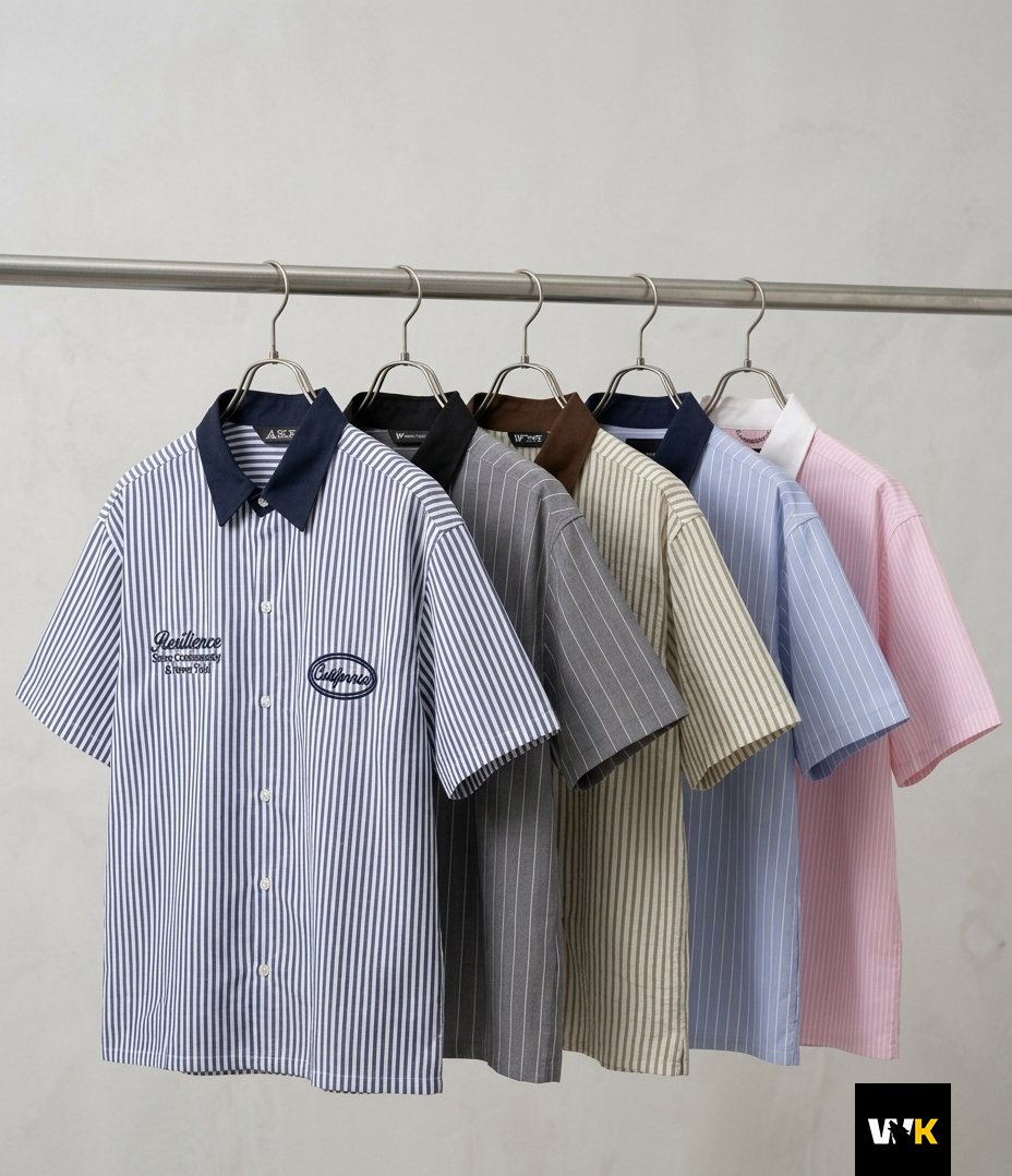Striped Boxy-Fit Collared Short-Sleeve Shirts
