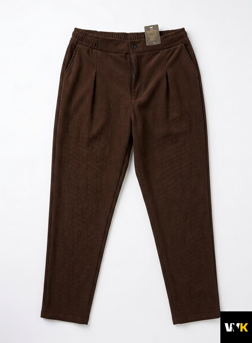 Pleated Elastic-Waist Corduroy Trousers - Image 3