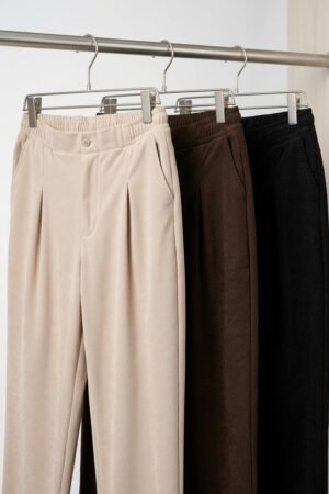 Pleated Elastic-Waist Corduroy Trousers
