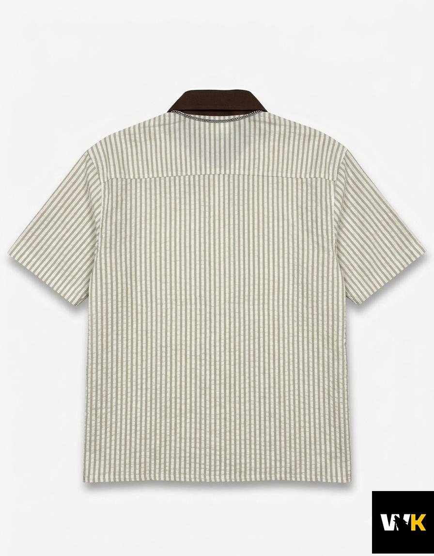 Striped Boxy-Fit Collared Short-Sleeve Shirts - Image 9