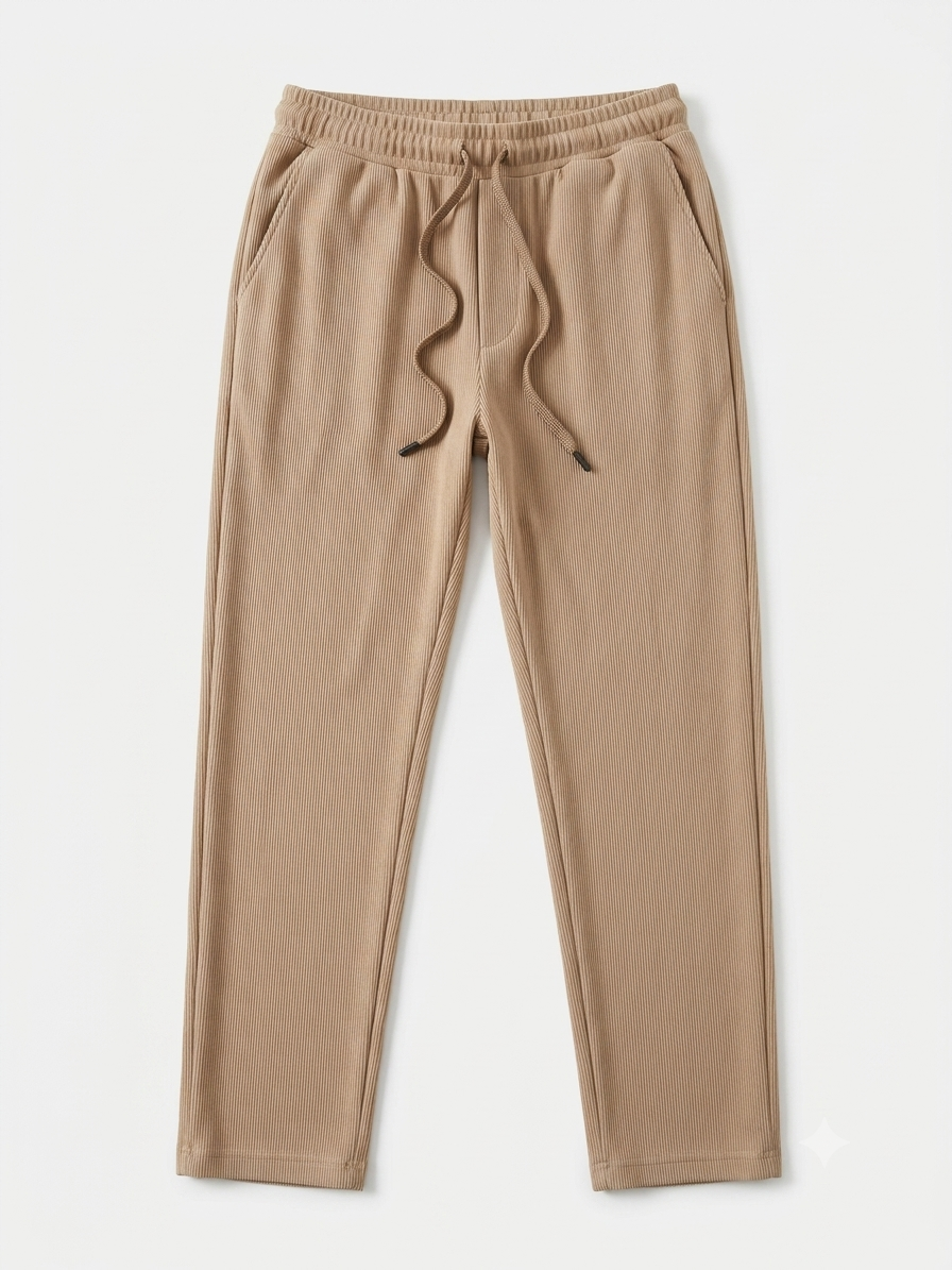 Ribbed Straight-Leg Elastic Drawstring Trousers - Image 4