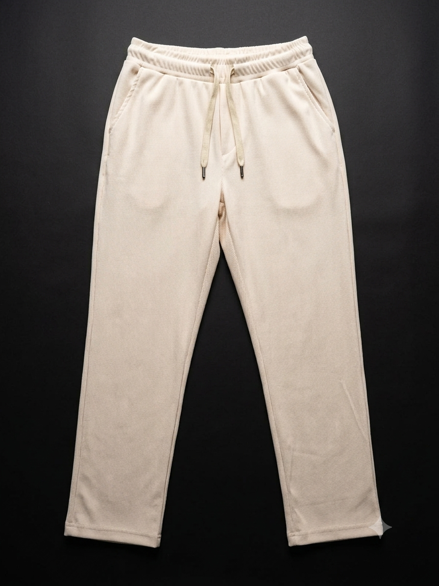 Ribbed Straight-Leg Elastic Drawstring Trousers - Image 6