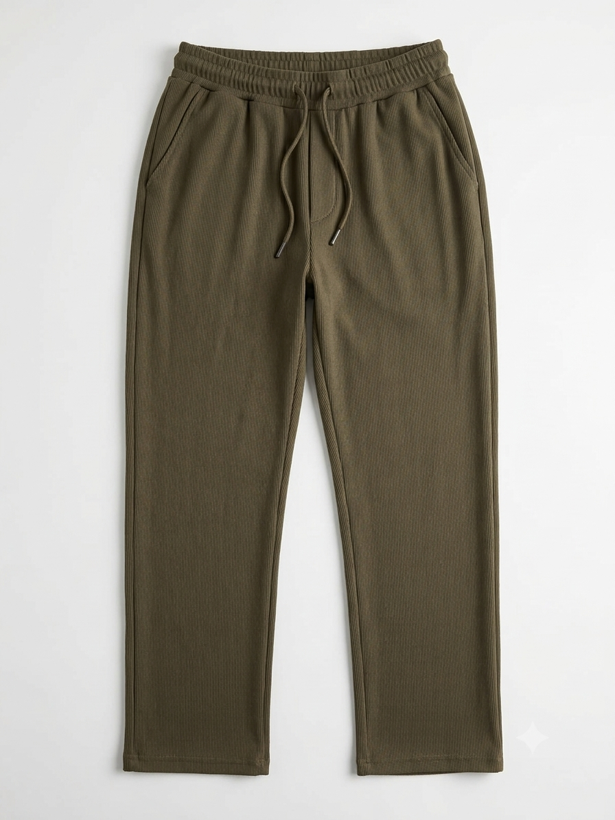 Ribbed Straight-Leg Elastic Drawstring Trousers - Image 5