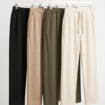 Ribbed Straight-Leg Elastic Drawstring Trousers